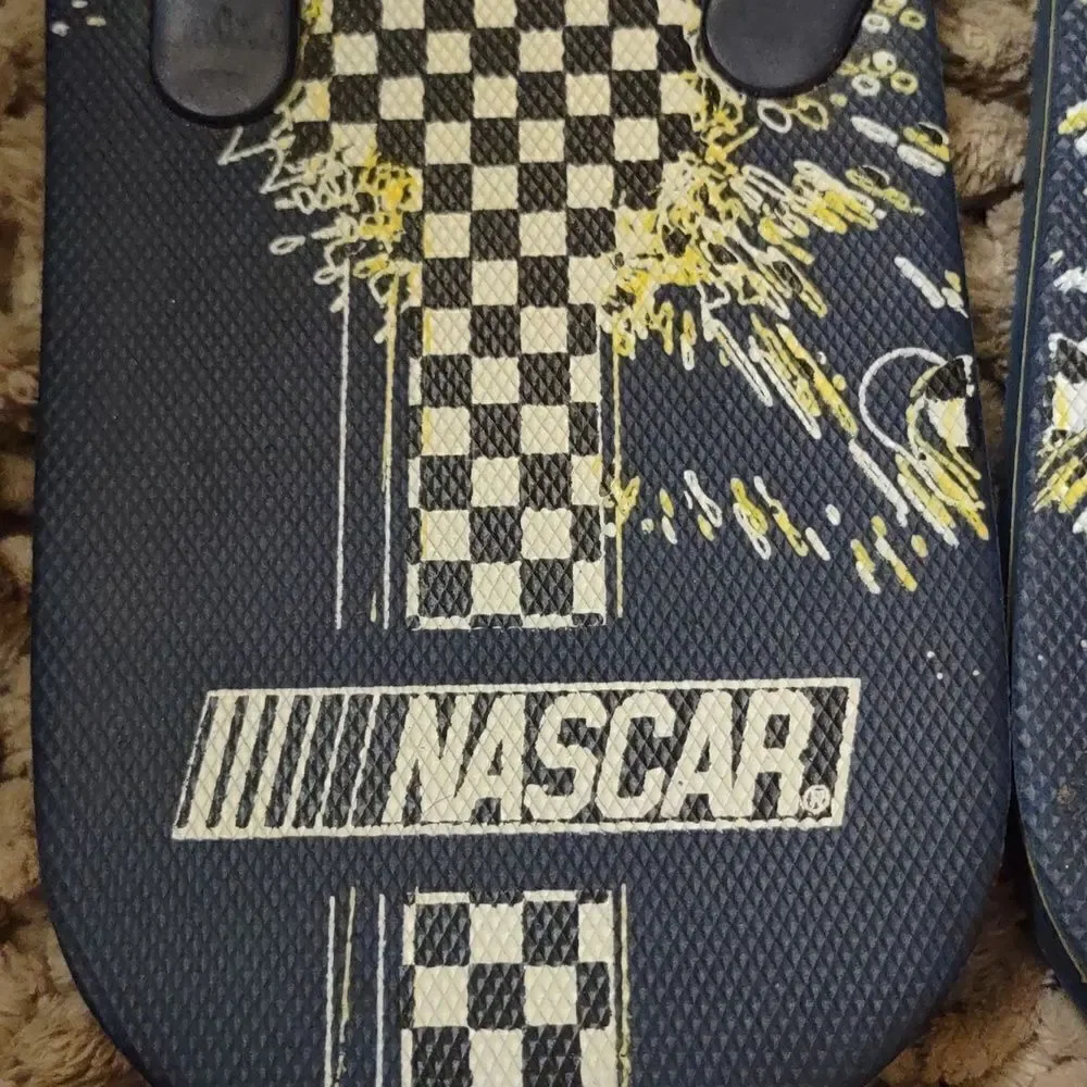 New Men's Size 13/14 Goodyear Racing‎ Nascar Navy Yellow Black White Flip Flops